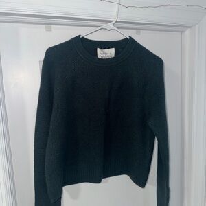 White & Warren Emerald Green Cashmere Waffle Sweatshirt